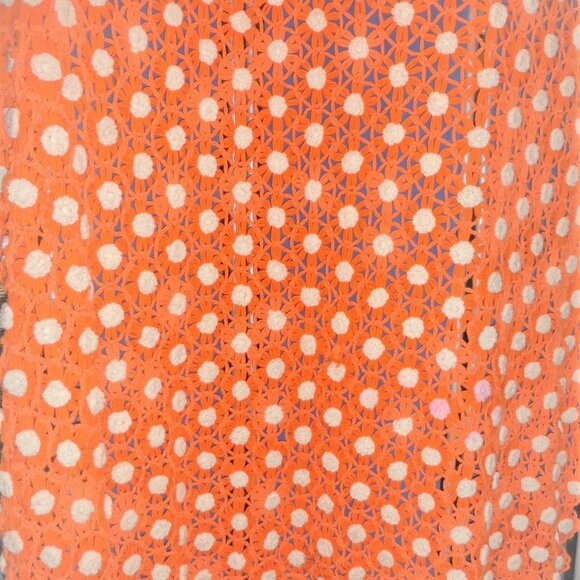 BLNK -  84" x 60" HAND KNITTED BLANKET Vintage Wool Blanket Flowers Bedspread - Picture 5 of 9